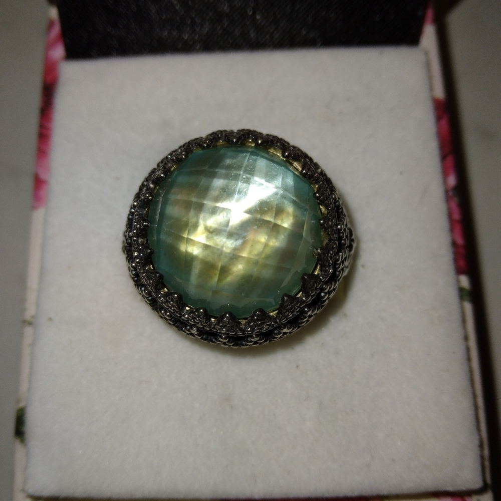 Royal treasures , aqua chalcedony quartz 925 ring